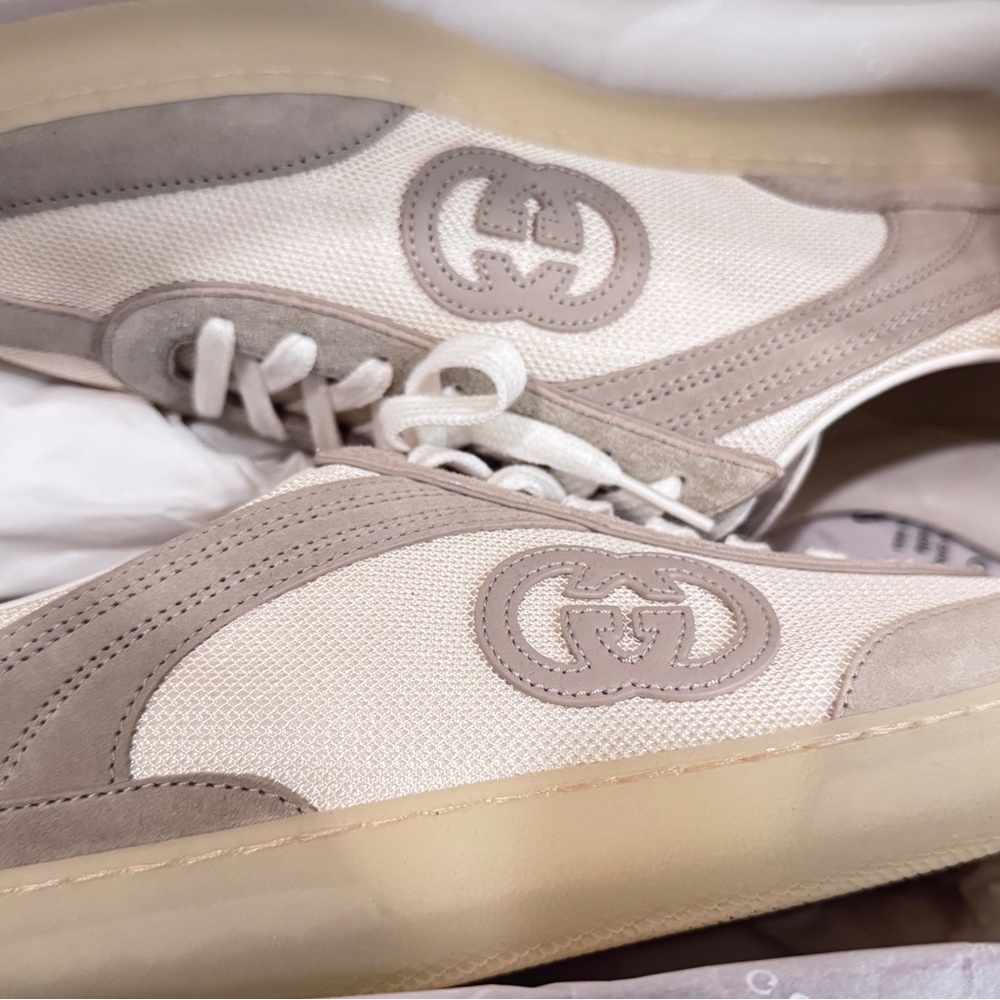 Gucci G75 in Oatmeal Suede Mens Sneakers - Picture 8 of 16